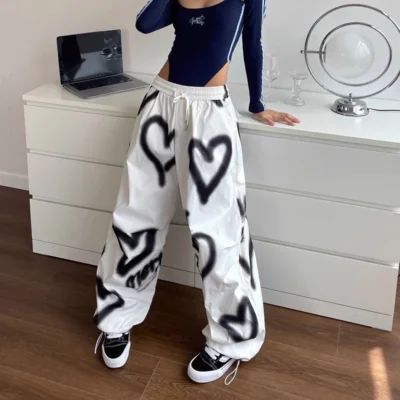 High Waist Loose Pants - Y2K Aesthetic