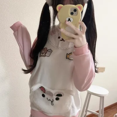 Pink Embroidered Sweater - Jojifuku Aesthetic