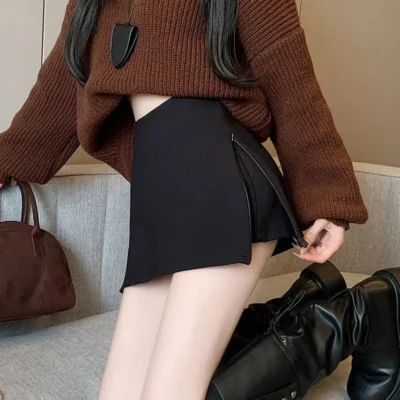 Zipper Safety Skirt - Korean Aesthetic