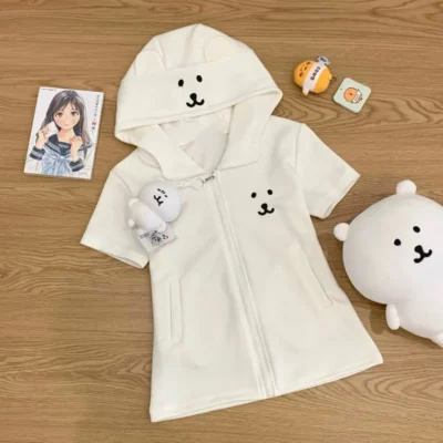 Hooded Short Sleeve Top - Jojifuku Aesthetic