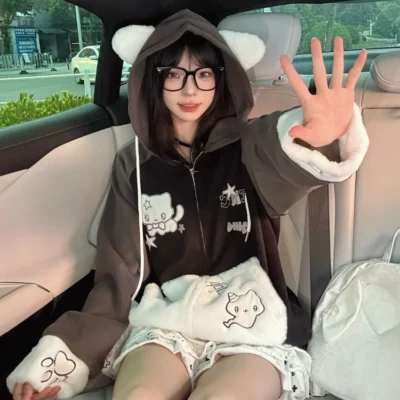 Kawaii Neko Hoodie - Harajuku Aesthetic