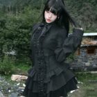 Black Laced Short Dress - Gothic Aesthetic word3