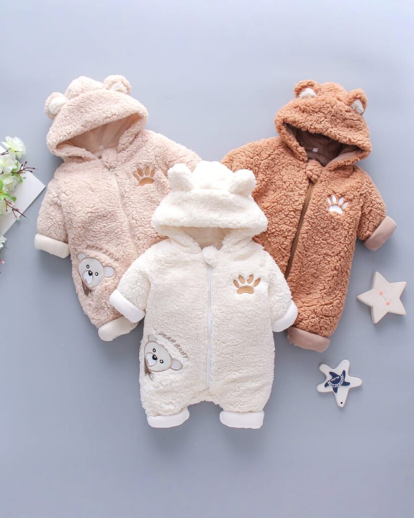 Cute bear baby romper kawaii baby clothes – soft winter infant wear.