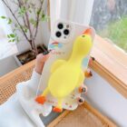 Kawaii duck iphone case featuring a 3D duck design on a white phone case.