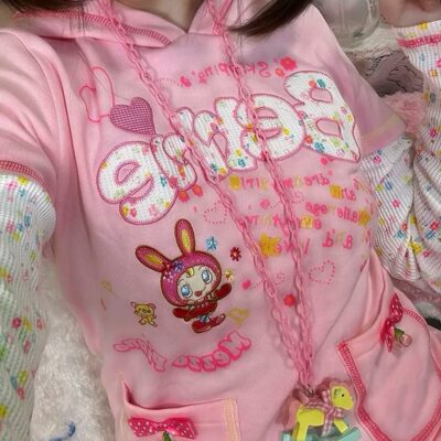 Pink Pastel Hooded Dress - Cutecore Aesthetic