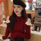 Laced Hollow-out Long-sleeved Top word3