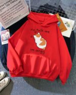 Red no talk me im angy hoodie featuring a cute dog graphic.