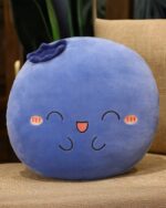 Blue kawaii fruit plushie cushion, a soft and cute fruit-shaped pillow.