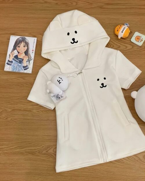 Hooded Short Sleeve Top - Jojifuku Aesthetic