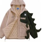 Harajuku Fluffy Cashmere Hoodie - Dino Edition word1