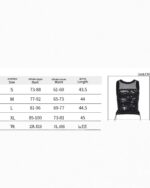 Size chart for the Dark Mesh Top Vest - Gothic Aesthetic, showing measurements.