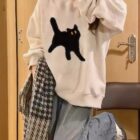 Oversize Round Neck Sweater - Scaredy Cat Edition word1