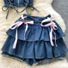 Two-piece Coquette Denim Set - Y2K Aesthetic word3