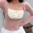 Square Collar Pink Pullover - Soft Girl Aesthetic word3