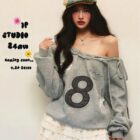 Off Shoulder Gray Sweathirt - Coquette Aesthetic word2