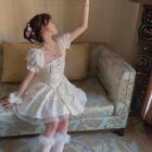 Retro Square Collar Dress - Vintage Aesthetic word2