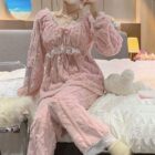 Flannel Lace Court Pajamas - Comfy Aesthetic word3