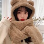 Fluffy Three-Piece Warm Scarf And Gloves word3