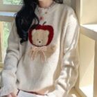 Apple Bear Sweater - Cottagecore Aesthetic word3