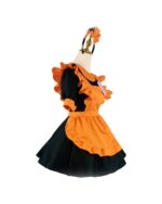 Cute Halloween Dress - Kawaii Aesthetic fashion featuring a black and orange ruffled dress with matching headband.