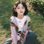 Retro Colorful Knitted Cardigan - Vintage Aesthetic word2