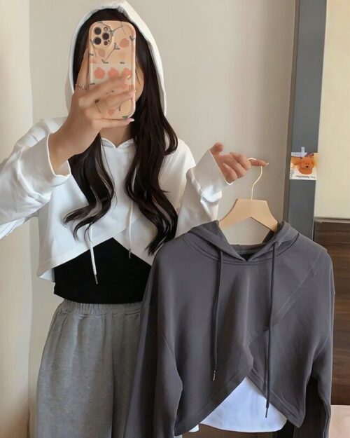 Irregular Hooded Top - Korean Aesthetic