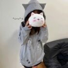 Kawaii Cat Paw Print Hoodie - Harajuku Aesthetic word2