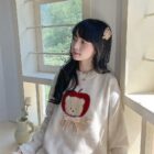 Apple Bear Sweater - Cottagecore Aesthetic word3