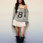 Off Shoulder Gray Sweathirt - Coquette Aesthetic word2