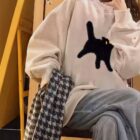 Oversize Round Neck Sweater - Scaredy Cat Edition word1