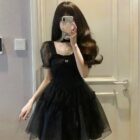 High Waist Black Dress - Aesthetic Vintage word2