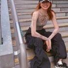 Mesh Pattern Long Sleeve Top - Witchcore word2