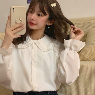 French Style Collar Shirt - Vintage Aesthetic