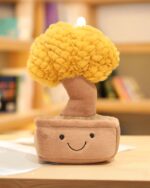 Close-up of a plush potted tree, Pachira Edition, featuring a soft, yellow faux foliage.