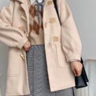 Hooded Woolen Coat - Kawaii Aesthetic word1