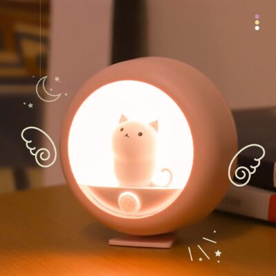 Kawaii Neko Night Light: Body-Activated Lamp