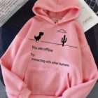 No Internet Dinosaur Hoodie word1