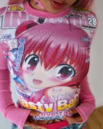 Y2K animecore shirt featuring a Japanese anime illustration with characters and text.