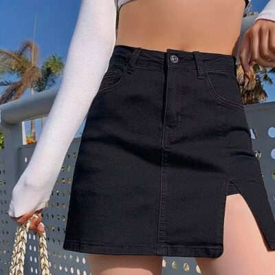 High Waist Denim Skirt - Y2K Aesthetic