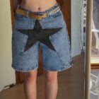 Loose Star Denim Shorts - Y2K Aesthetic word3
