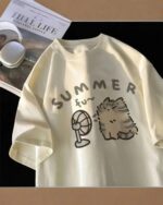 Neko Adventures kawaii cat t-shirt featuring 'Summer fun' text and a cat illustration.