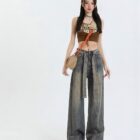 High Waist Long Jeans - Y2K Aesthetic word1