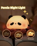 Panda night lamp displaying three gear modes with cute panda design.