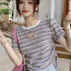 Stripped Butterfly Top - Korean Aesthetic word1