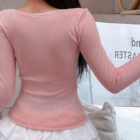 Square Collar Pink Pullover - Soft Girl Aesthetic word3