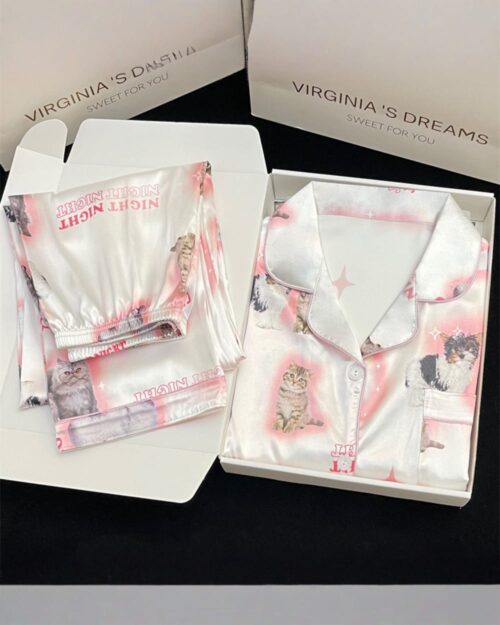 Kitty Silky Pajamas - Kawaii Clothes