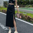 Denim Long Skirt - Y2K American Aesthetic word2