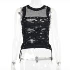 Dark Mesh Top Vest - Gothic Aesthetic word1