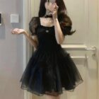 High Waist Black Dress - Aesthetic Vintage word2