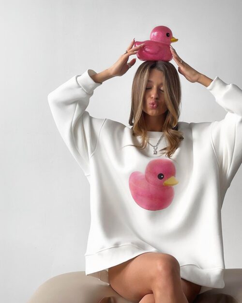 Pink Duck Pullover Sweater